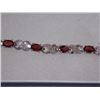 Image 9 : BRACELET - 12 OVAL FACETED RICH DEEP RED/BROWN GARNETS IN STERLING SILVER CROSS OVER LINK DESIGN SET