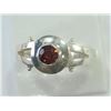 Image 1 : RING - ROUND FACETED GARNET IN STERLING SILVER SETTING - RETAIL ESTIMATE $250