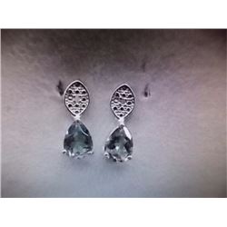 EARRINGS - NEW 1.25 CTW PEAR FACETED MYSTIC TOPAZ & ROUND FACETED DIAMONDS IN STERLING SILVER STUD D