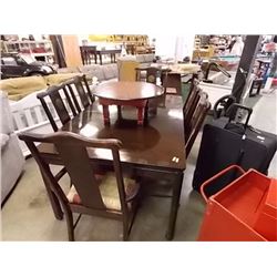 ORIENTAL SOLID WOOD DINING TABLE & 6 CHAIRS