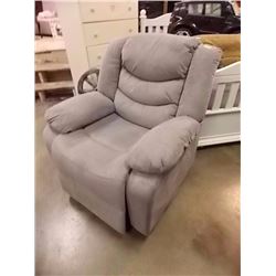 RECLINER - GREY OVER STUFFED RECLINER - NO CORD
