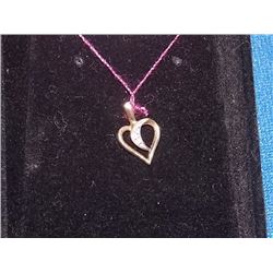 PENDANT - 10K YELLOW GOLD - HEART PENDANT WITH DIAMOND ACCENT - RETAIL ESTIMATE $350