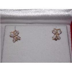 EARRINGS - 10K YELLOW GOLD - BUTTERFLIES WITH CRYSTAL ACCENTS - POST BACK - RETAIL ESTIMATE $250