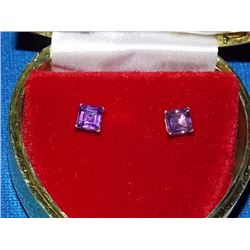 EARRINGS- AMETHYST IN 14K YELLOW GOLD SETTING - INSURANCE VALUE $573