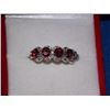Image 1 : RING - 1.5CTW (5PC) ROUND FACETED GARNET  & 2 ROUND FACETED DIAMONDS IN STERLING SILVER SETTING - IN