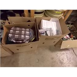 BOX OF TOWELS & HOUSEHOLD - 3 BXS TTL