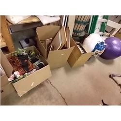 BOX OF GLASS BRICKS & CHRISTMAS ITEMS - 3 BXS TTL