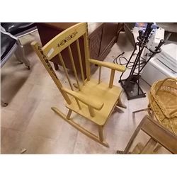 CHILD'S WOOD ROCKING CHAIR - STENCILED BACK
