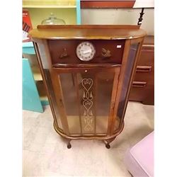 VINTAGE CABINET - 1930'S - WITH INSET SMITH 30 HOUR CLOCK - 44" TALL - 28" WIDE