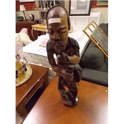CARVED WOOD STATUE  - 28" TALL
