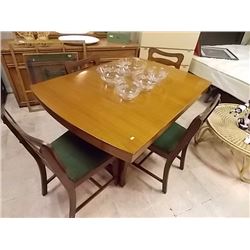 WALNUT TABLE & 4 DINING CHAIRS - 36" X 50" TABLE TOP