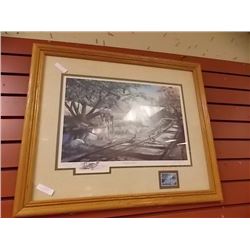 FRAMED LIMITED COMMEMORATIVE PRINT - KEN ZYLLA - PHEASANTS - "NARY A CARE" - 24 X 20" FRAME - WITH S