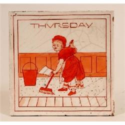 Four Minton Days of The Week Tiles, Tuesday, Wednesday, Thursday and Friday, by E E Houghton (4) Se