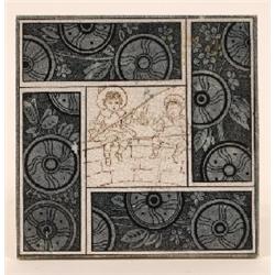 An Art Nouveau Brass Desk Stand, with inset glass inkwell, and two Victorian glass inkwells (3)