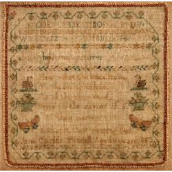 A Victorian Sampler, Jane Casilda Tendall, aged 11 years, 1853, incorporating the alphabet, a verse