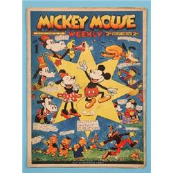 A Run of Mickey Mouse Weekly Magazines, from Vol 1 No 1, February 8th 1936, to Vol II No 75, July 19
