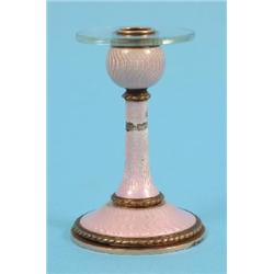 A Faberge Gold, Silver Gilt and Pink Enamel Taper Stick, (slight damage) 6.5 cm See colour illustra