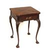 Image 1 : A Late Victorian Mahogany Envelope Card Table, with blind fretwork frieze on acanthus capped cabriol