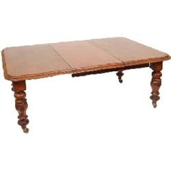 A Victorian Mahogany Extending Dining Table, inset an extra leaf, on octagonal baluster turned legs,