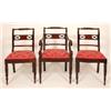 Image 1 : A Set of Six Regency Mahogany Dining Chairs, with rope twist crest rails, pierced and inlaid bar bac