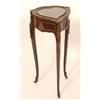 Image 1 : A 19th Century French Rosewood Work Table, the heart shape top with inset bevel glass, on swept legs