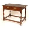 Image 1 : A Late 18th Century Oak Side Table, with single frieze drawer, on turned legs, joined by stretchers,