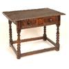 Image 1 : An 18th Century Oak Side Table, with single frieze drawer, on bobbin turned legs joined by stretcher