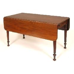An Early 19th Century Mahogany Pembroke Table, with one real and one false frieze drawers, on turned