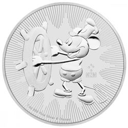 2017 NIUE ONE OUNCE .999 FINE SILVER MICKEY MOUSE STEAMBOAT WILLIE TWO DOLLAR COIN (UNCIRCULATED)