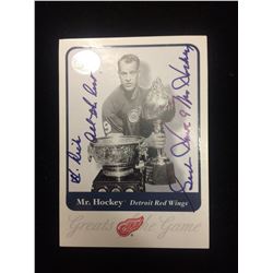 GORDIE HOWE SIGNED CARD "GREATS OF THE GAME" MR. HOCKEY