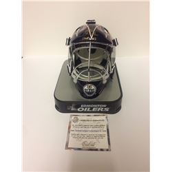 GRANT FUHR SIGNED OILERS MINI GOALIE MASK INSCRIBED "HOF 03" (SCHWARTZ COA)