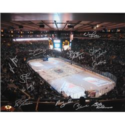 RANGERS 16" X 20" PHOTO SIGNED BY (12) W/ NICK FOTIU, ED GIACOMIN, RON GRESCHNER  (MAB HOLOGRAM)