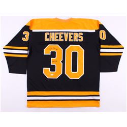 GERRY CHEEVERS SIGNED BRUINS JERSEY W/ INSCRIBED "HOF 85" (JSA COA)