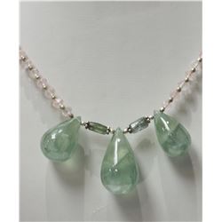 Sterling Silver Quartz, Agate, Prehnite and Moonstone Necklace (approx. wt. 45.11gm,