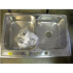 DUAL STAINLESS SINK AND BAG OF HARDWARE