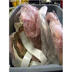 TUB OF PLATED STAINLESS TRAYS AND CUTLERY