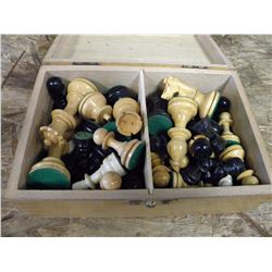 BOX OF CHESS GAME PIECES