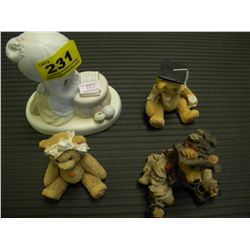 4 ASSORTED TEDDY & OTHER FIGURINES