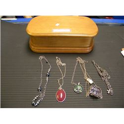 6 SILVER COLOUR NECKLACES