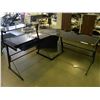 Image 1 : NEW BLACK GLASS & METAL CORNER COMPUTER DESK /W PULLOUT KEYBOARD TRAY