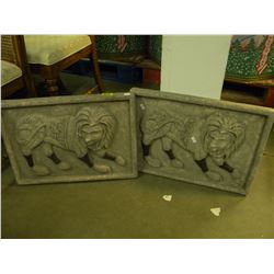 2 CONCRETE LION ORNAMENTS