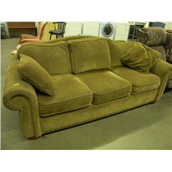 GOLD COLOUR ROLLED ARM PILLOWBACK STUDDED SOFA