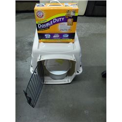 PET CARRIER & NEW BOX OF KITTY LITTER
