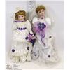 Image 1 : LOT OF TWO 18" VINTAGE PORCELAIN DOLLS W/ STANDS