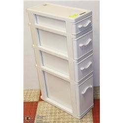4 DRAWER PLASTIC STORAGE 8" X 19" X 34"