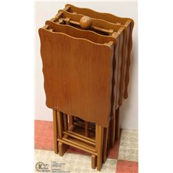 VINTAGE SET OF TV TABLES WITH STAND