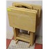 Image 1 : LIGHT WOOD SET OF 4 TV TABLES WITH STAND