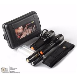 NEW PAIR OF TACTICAL FLASHLIGHTS IN HARD CASE
