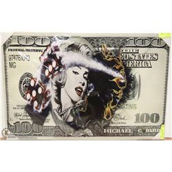 NEW CANVAS PRINT MARILYN 100 US DOLLAR