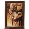 Image 1 : FRAMED CANVAS ELEPHANT MOM AND BABY 42 X 29